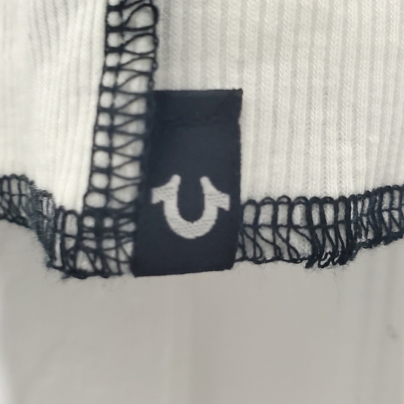 True Religion Contrast Exposed Seam Ribbed Strappy Corset Tee🆕️✨ XL Black White - Picture 7 of 9